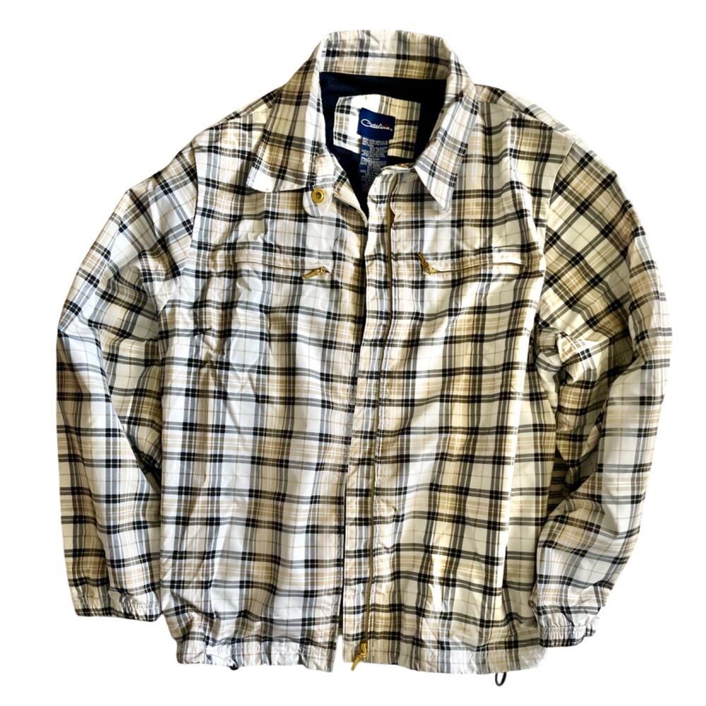 Vintage Catalina Womens Size XL Jacket Windbreaker Plaid Navy Lining Full Zip